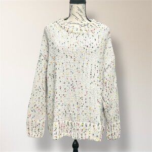 Seven7 Beige Confetti Chunky Knit‎ Sweater Crew Neck Academia Preppy Size Large